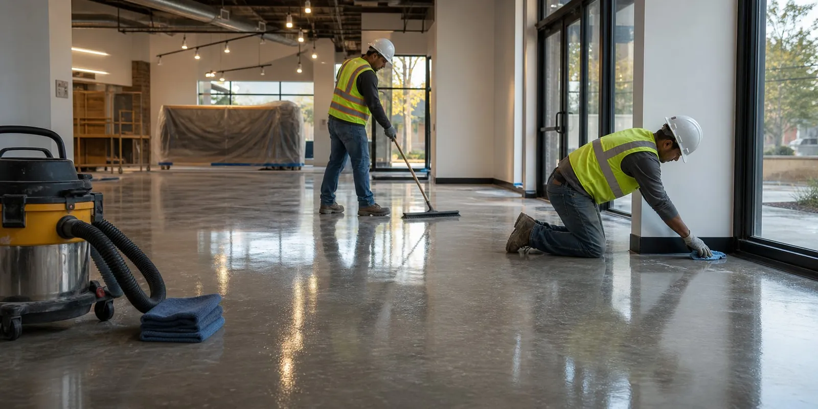 Crew detailing floors